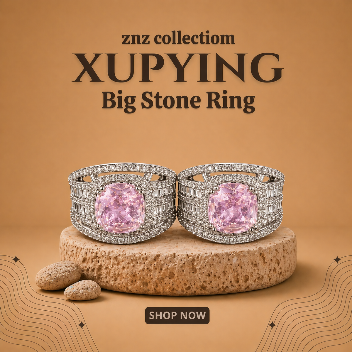 💗 Xuping pink big stone rings 💗
