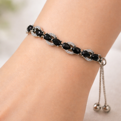 🖤 Adjustable black stone bracelet 🖤