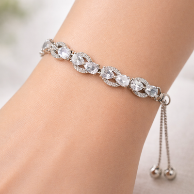 🤍 Adjustable white stone bracelet 🤍