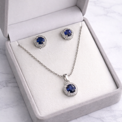 💎 Zircon Sapphire Round Stone Set💎