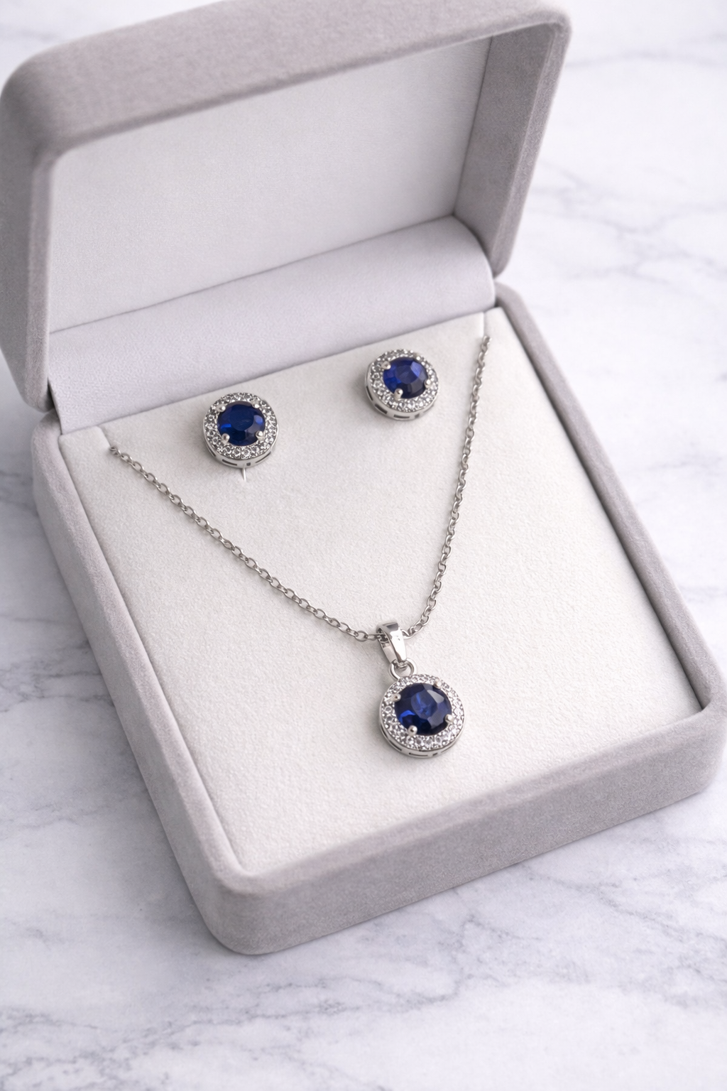 💎 Zircon Sapphire Round Stone Set💎